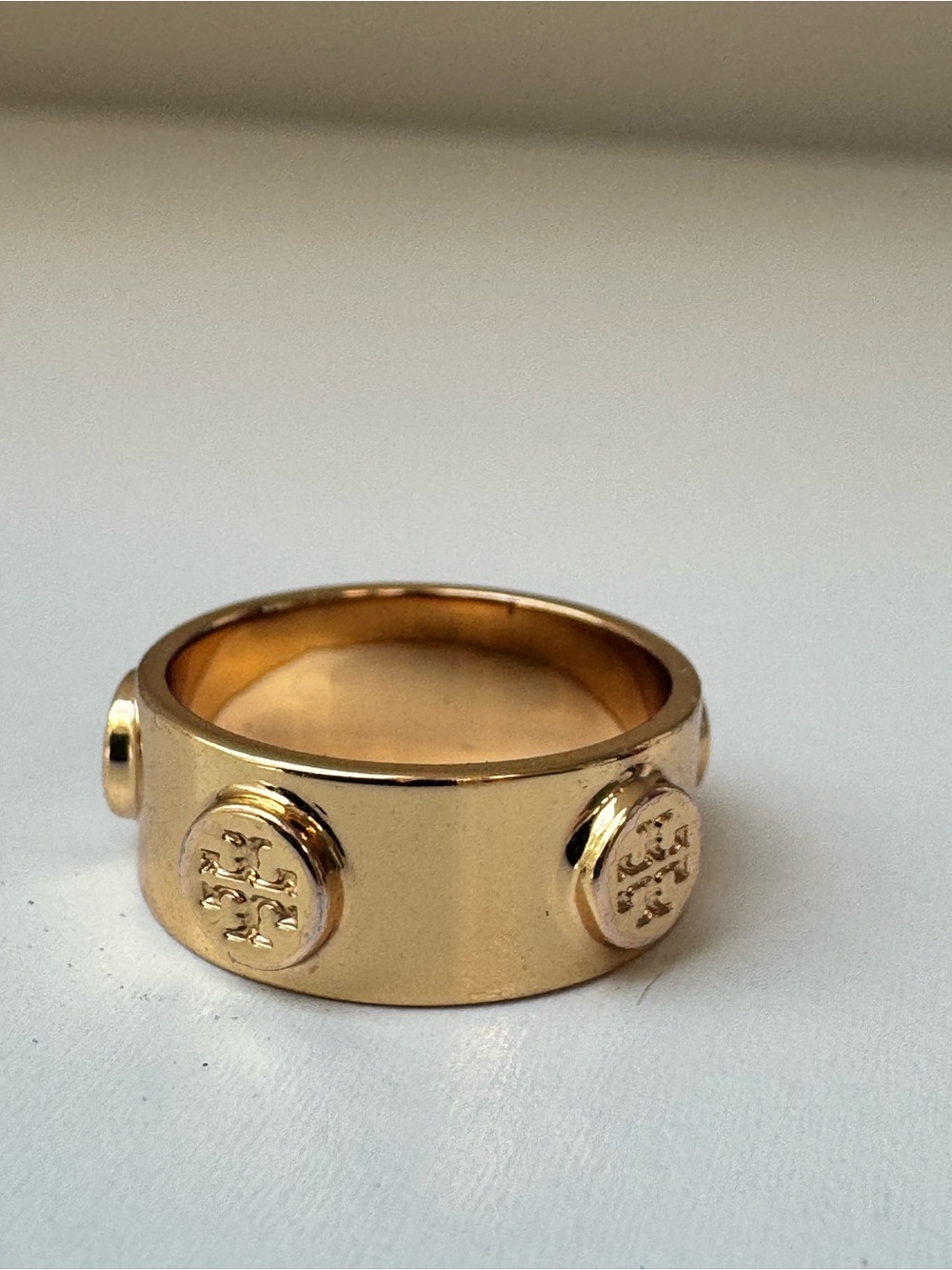 Tory Burch Gold Logo Dome Band Ring size 5